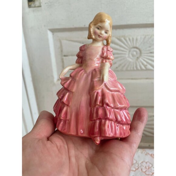 Vintage 1950s Royal Doulton "Rose" Porcelain Girl Ruffled Dress - Picture 6 of 11